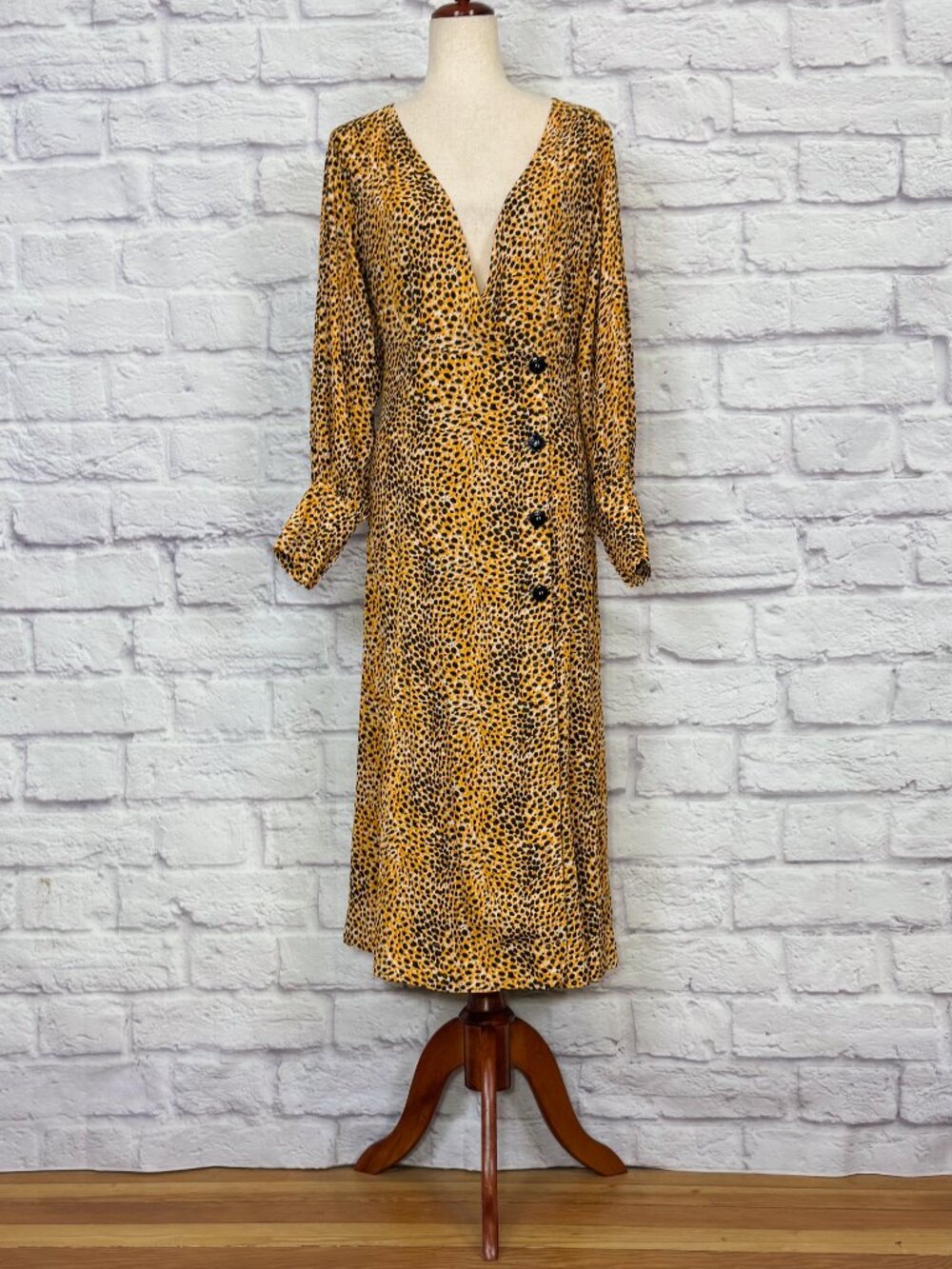 Ganni Animal Print Midi Wrap Dress